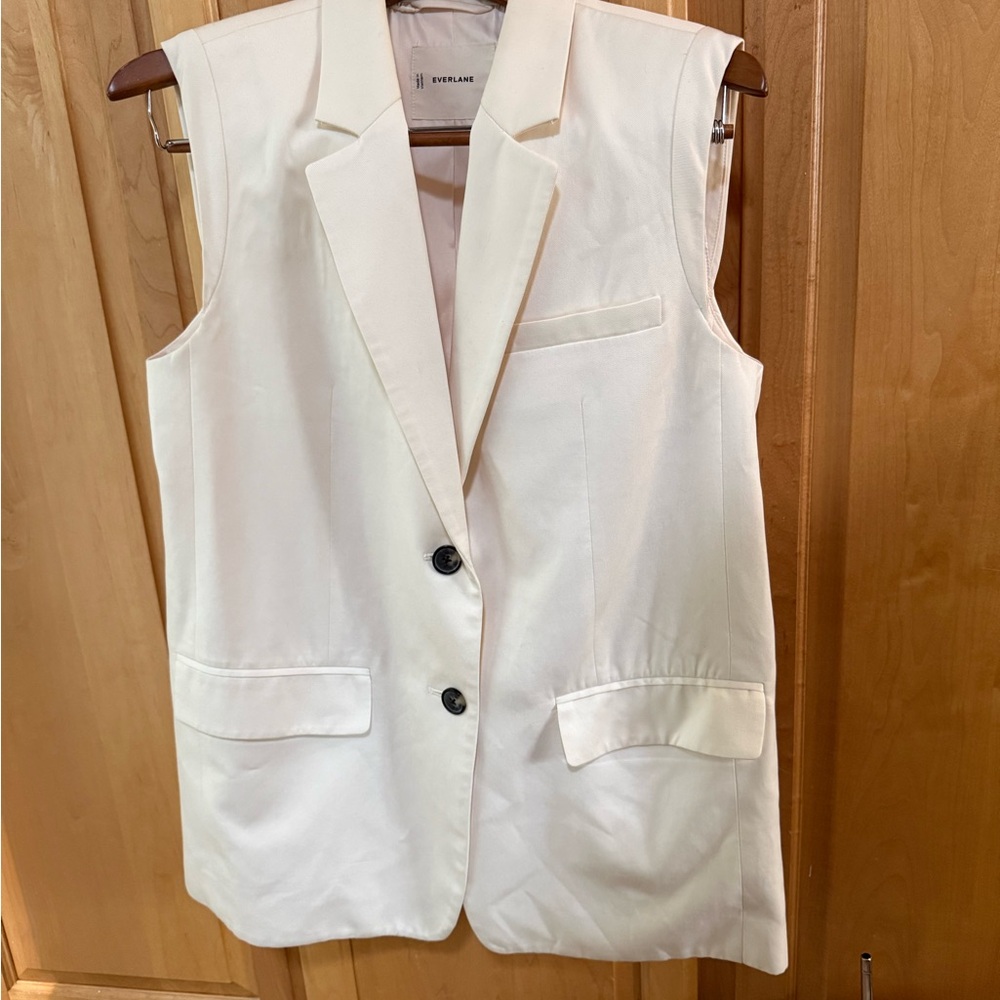 Everlane Off-White Sleeveless Blazer Vest